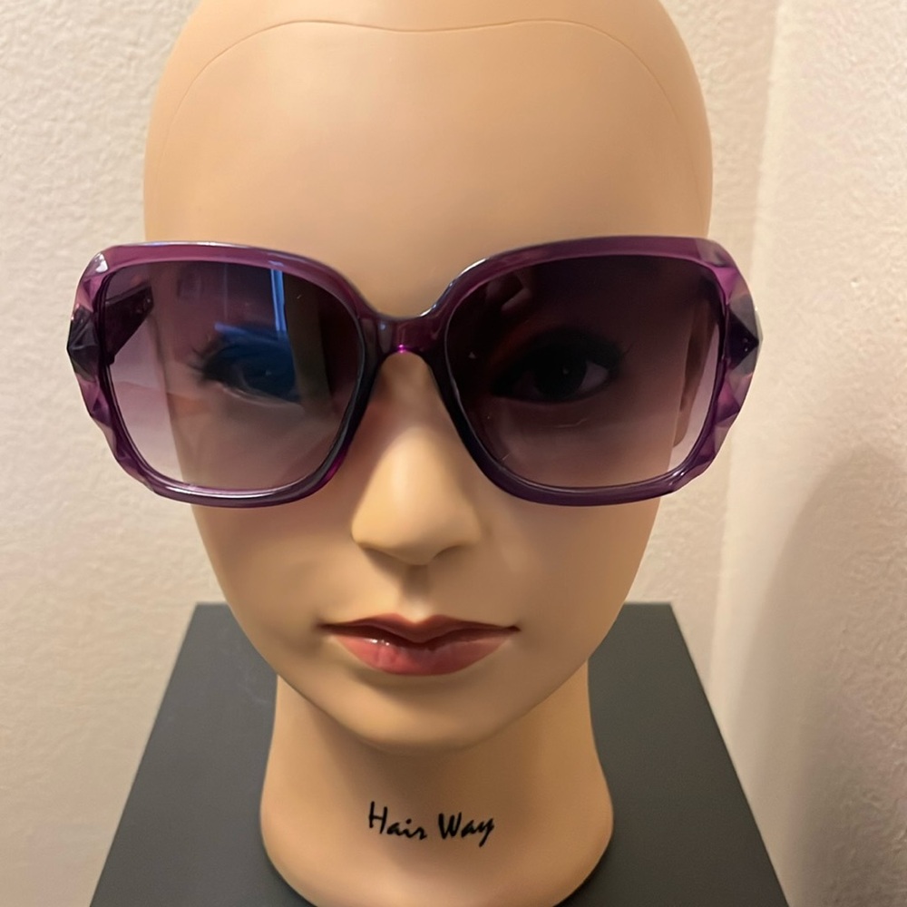 Faceted Purple Sunglasses with Purple Case, New
